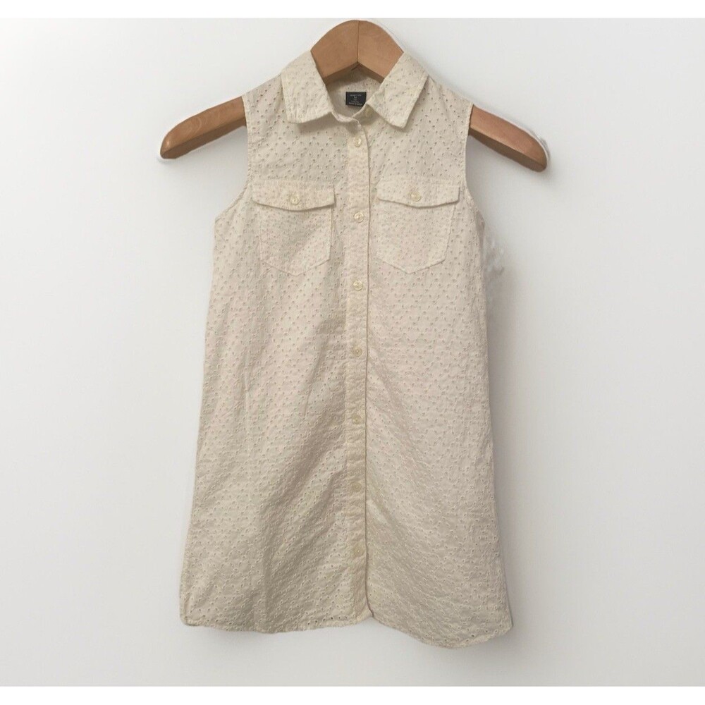 NWT Gap Kids Girls Size M 8 White Eyelet Sleeveless Shirt Dress